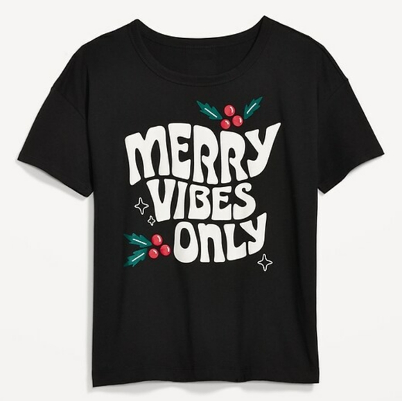Old Navy Merry Vibes Only Holiday Match The Family T Shirt Size Large NEW NWT - Picture 1 of 6